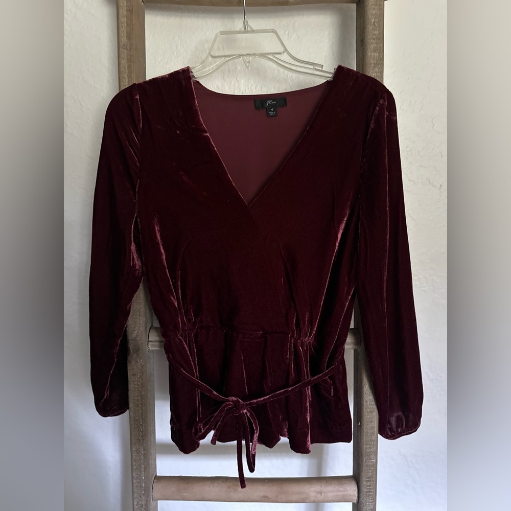 J. Crew Burgundy Velvet Blouse